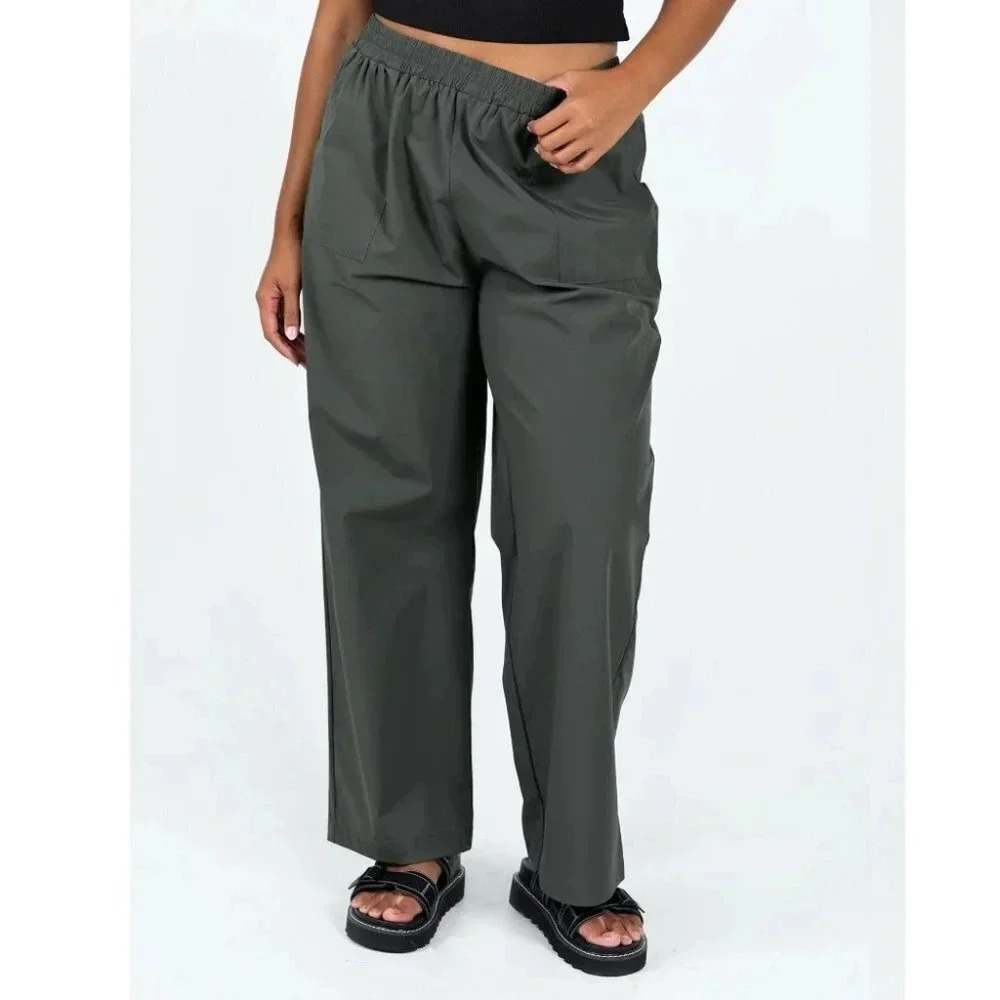 Princess Polly PLEVNA NYLON PANTS OLIVE |  2 - Picture 2 of 9